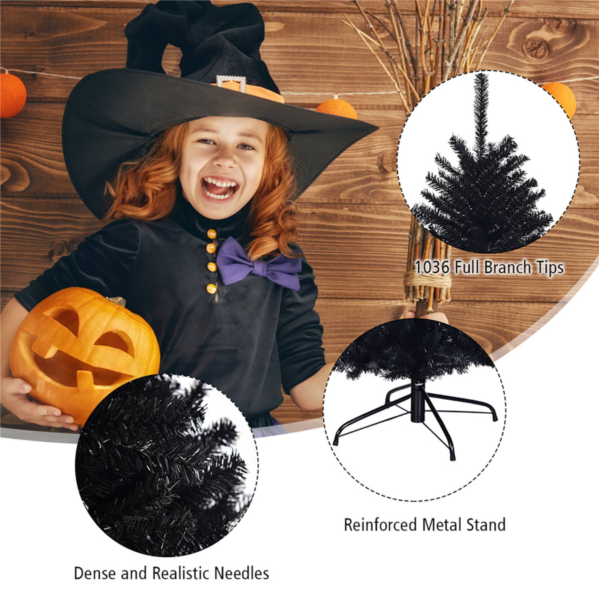 6ft. Unlit Black Artificial Christmas Tree